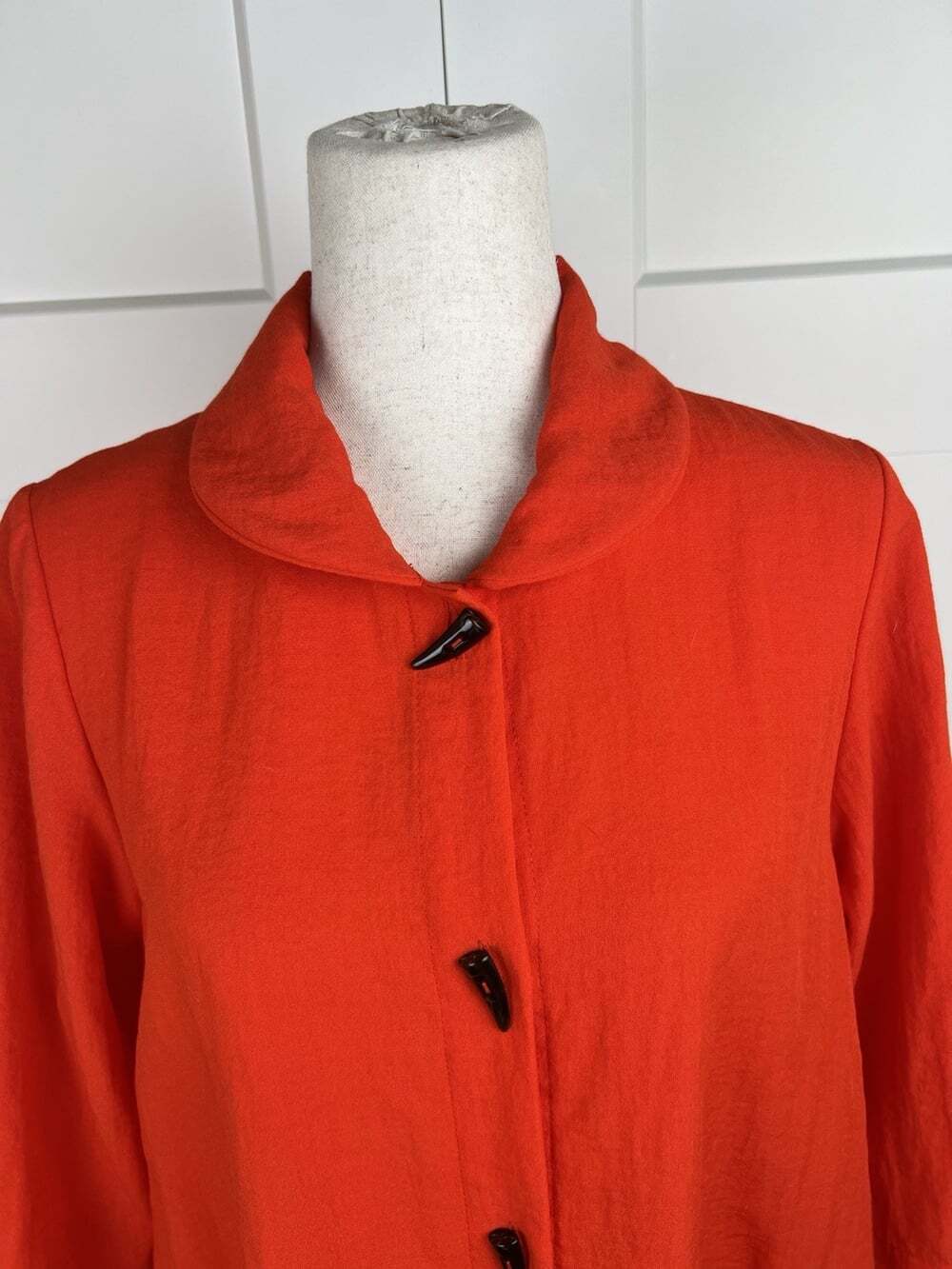 Fridaze 100% Linen Tunic XS S Orange Lagenlook Horn Buttons Hi Low Top - Picture 2 of 12